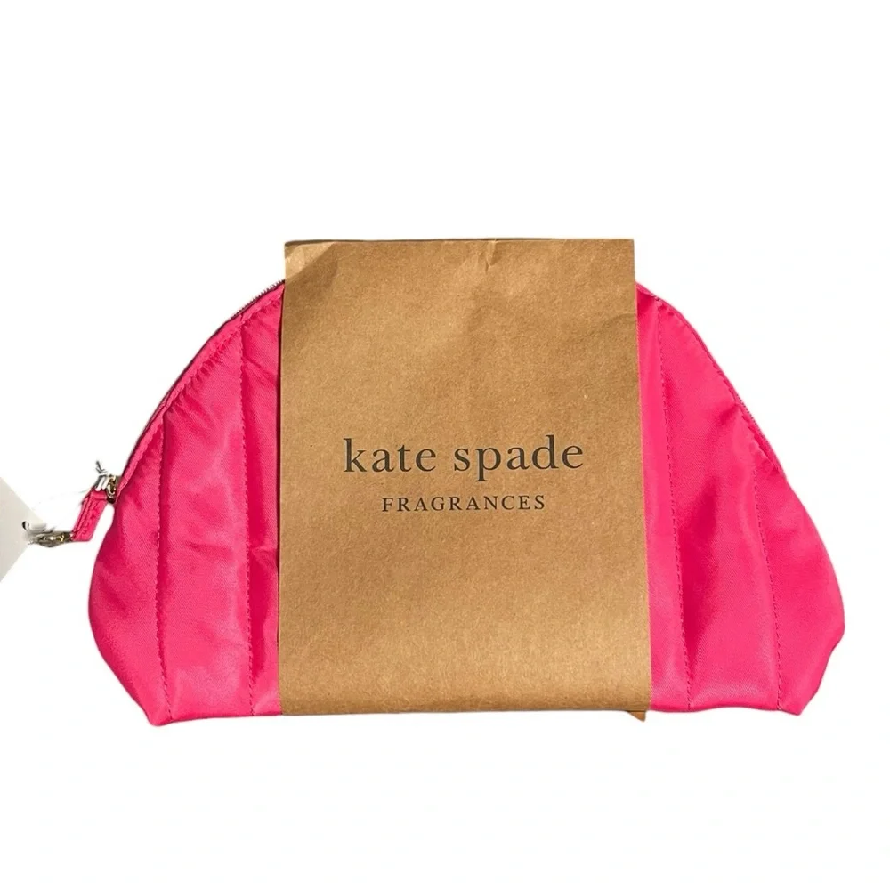 Kate Spade Fragrances Women’s Pink Quilted Puff Cosmetic Pouch - Gold Zipper